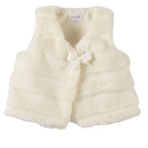 NWT Mud Pie 9-12M Ivory Fur Vest